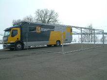 auvent aluminium pour semi remorque de course renault