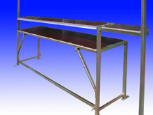 double comptoir en acier �lectrozingu� pour stand de vente